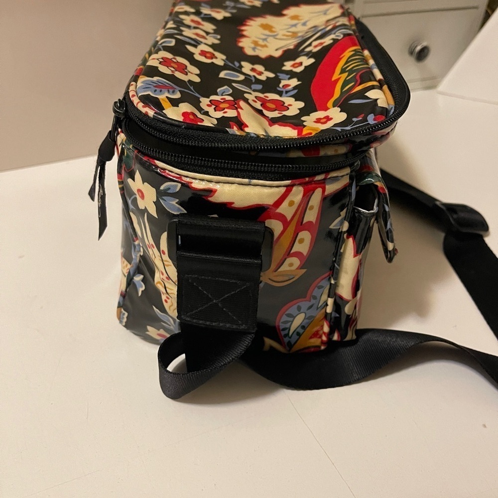 Vera Bradley Mini Cooler Floral Blac Insulated Coated Lunch Bag Sack... - Picture 3 of 12